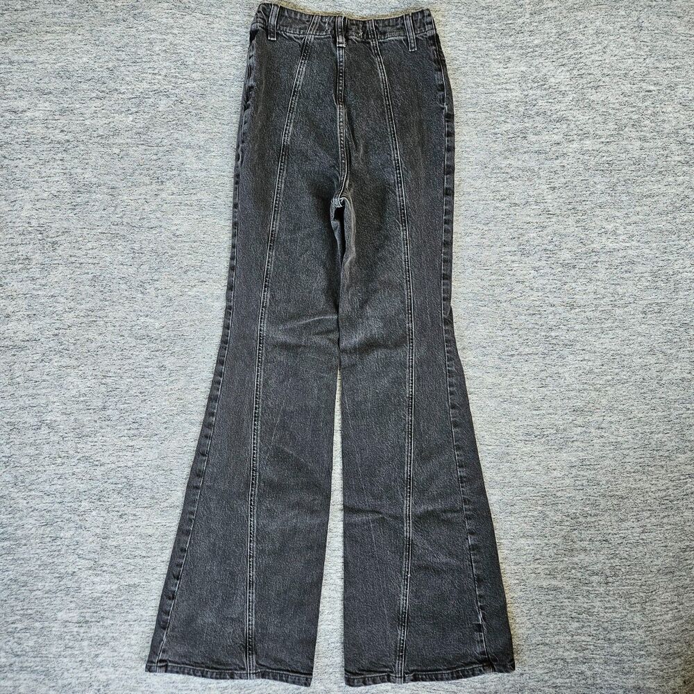 Free People We The Free Flared Bell Bottom Wide Leg Denim 26 Washed Black Jeans - Picture 2 of 10
